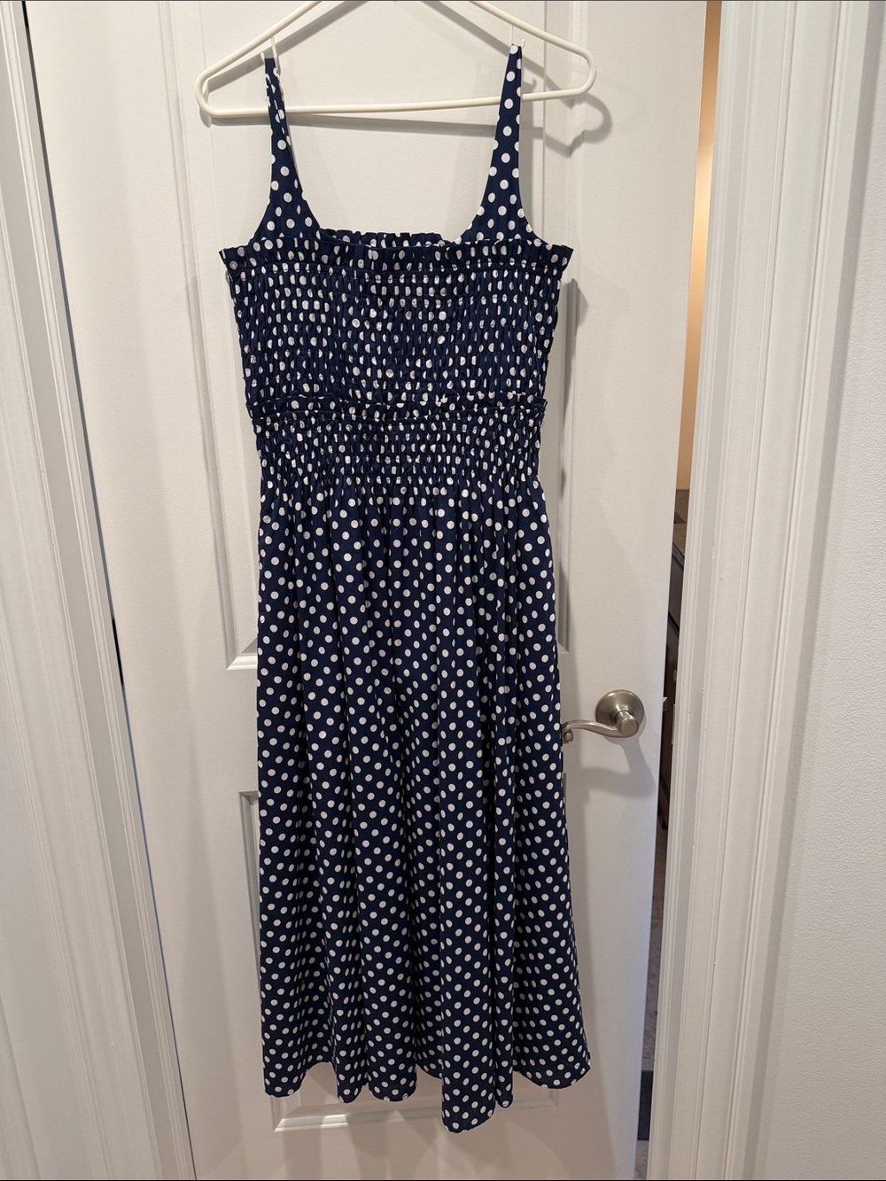 TCEC Navy and White Polka Dot Maxi Dress